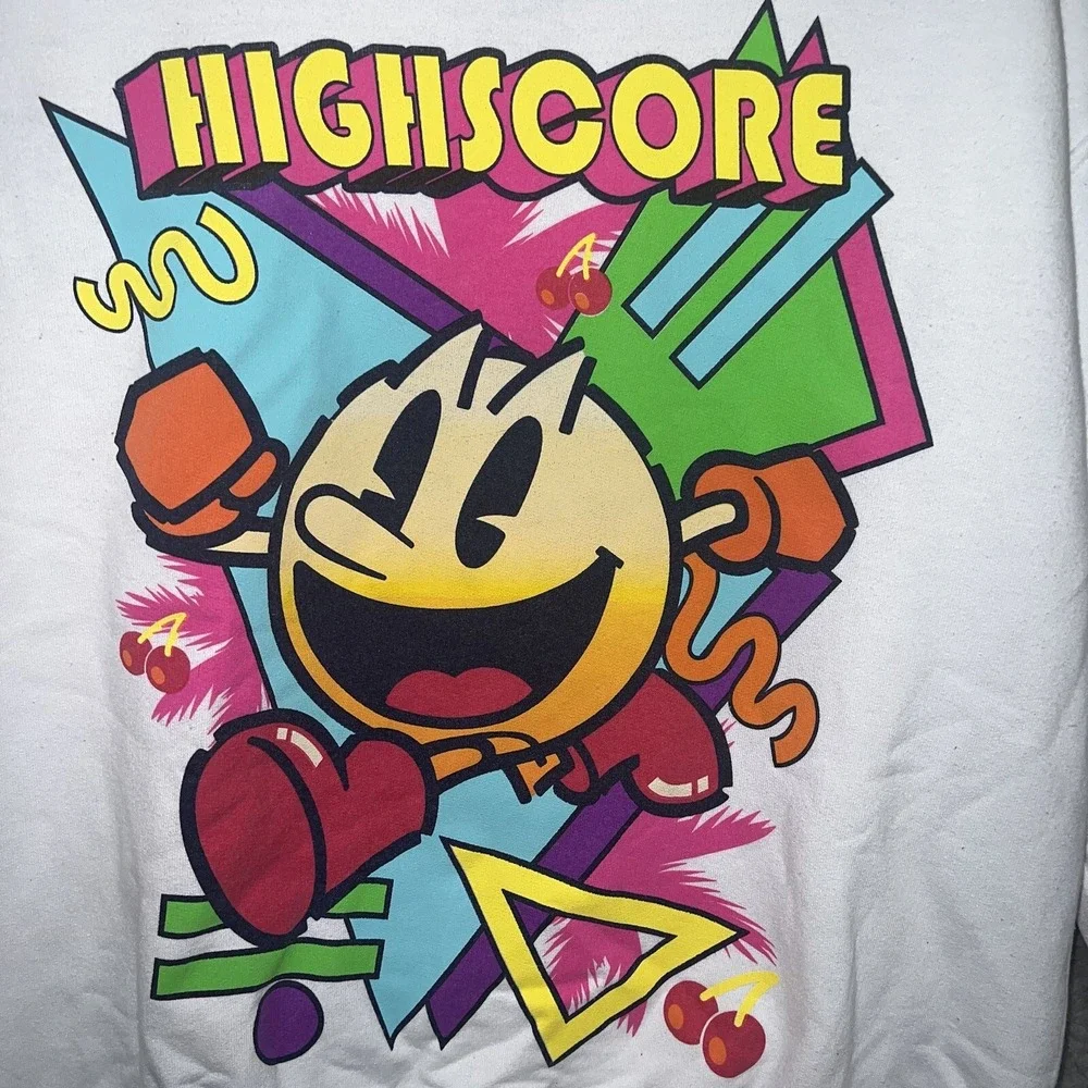 Pac-Man C-Life Sweater Men's Size M White Graphic 